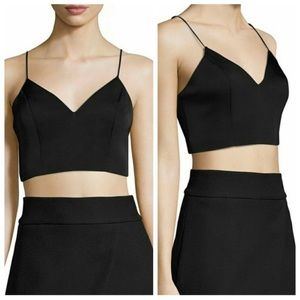 KEEPSAKE black spaghetti crop top silk satin v neck